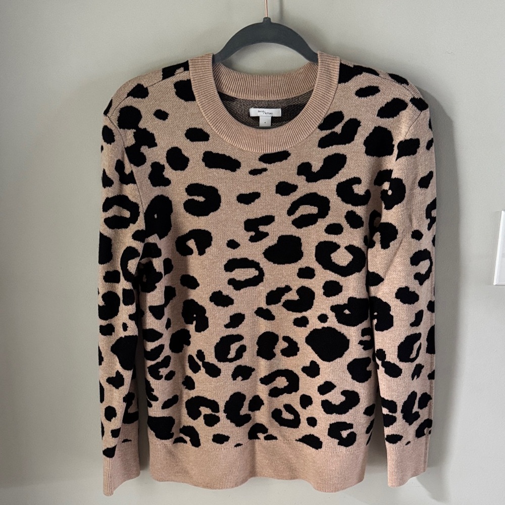Daily Ritual Leopard Print Sweater - Black and Tan